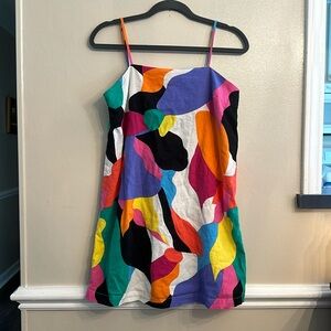 A New Day linen blend color block mini dress